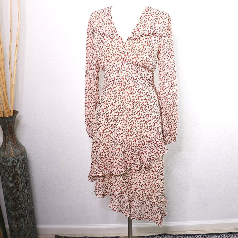 UO URBAN OUTFITTERS Empire Waist Midi Dress : Ditzy Red Floral